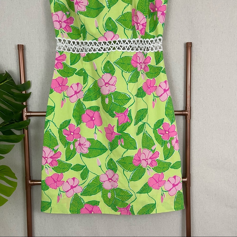 Vintage Lilly Pulitzer Pink & Green Cutout Shift Dress (Sz 0) - Picture 3 of 7